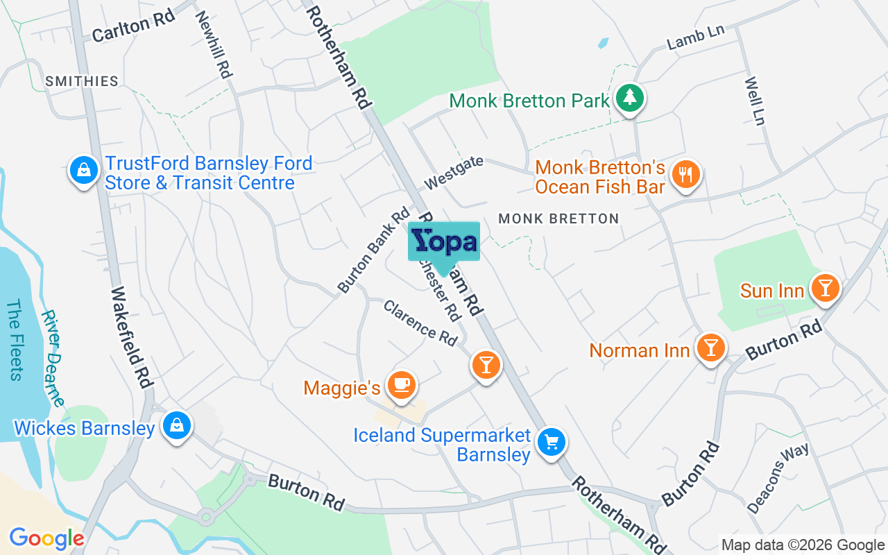 Map showing the location of S71 2NJ