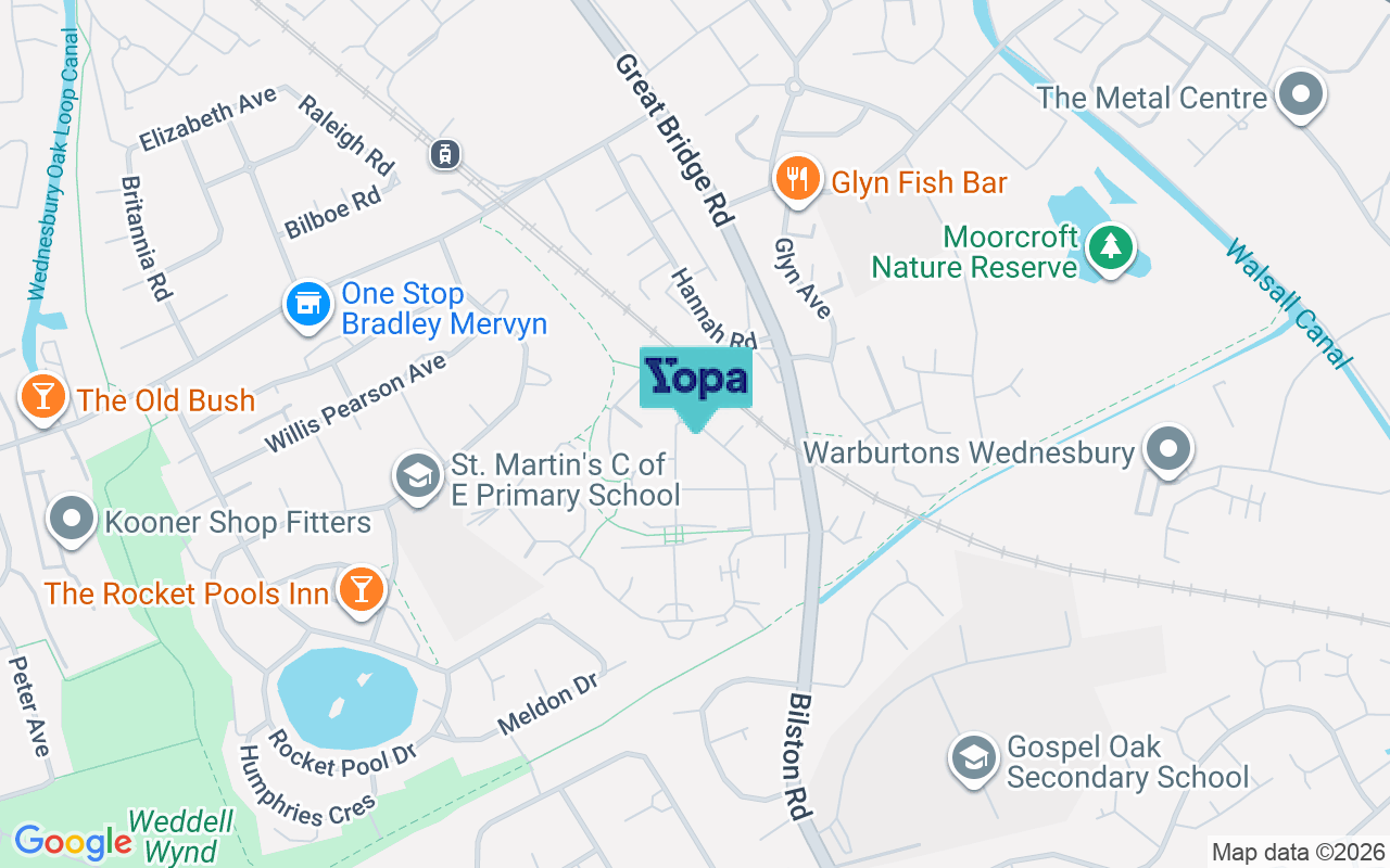 Map showing the location of WV14 8GW