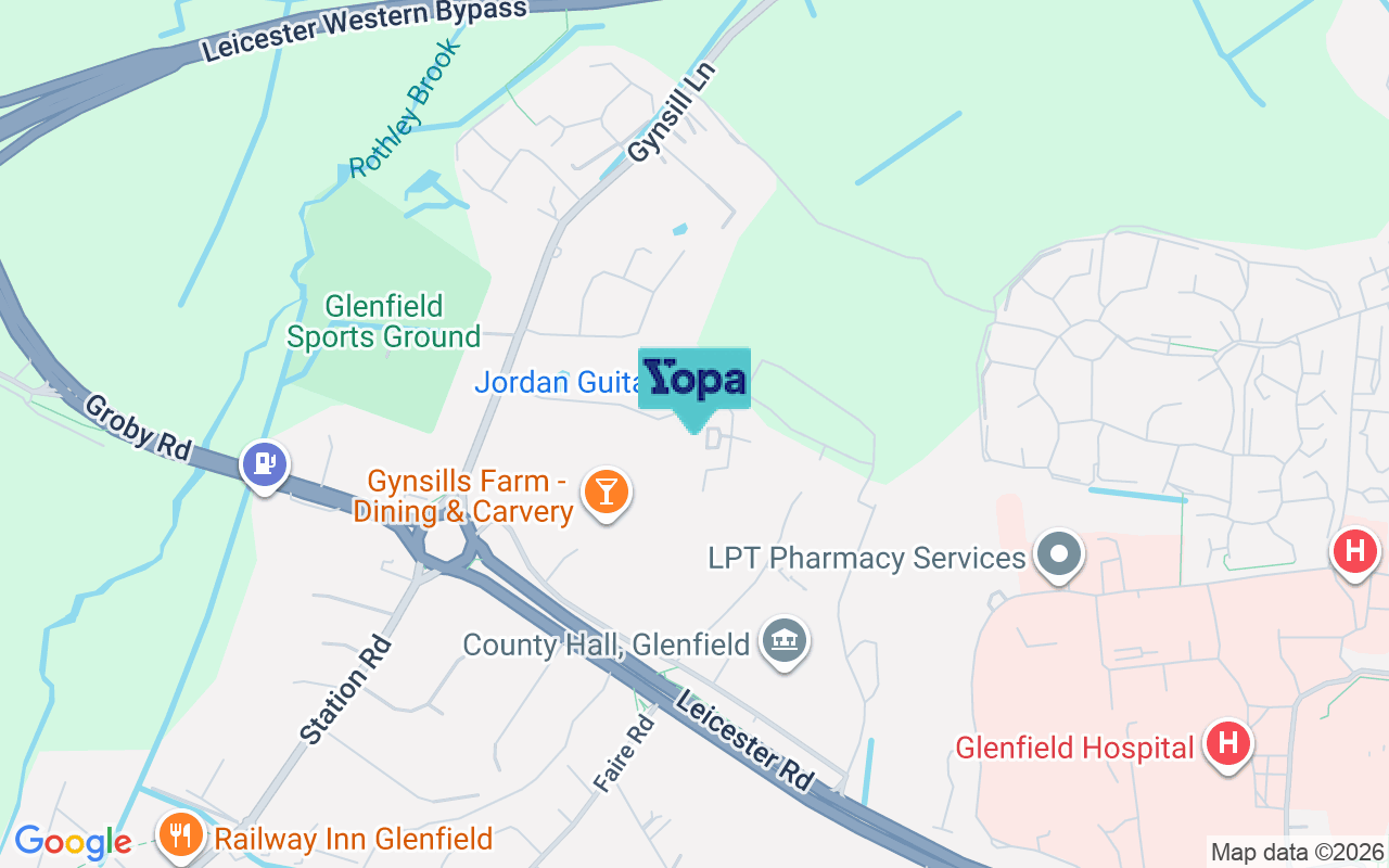 Map showing the location of LE3 8HP