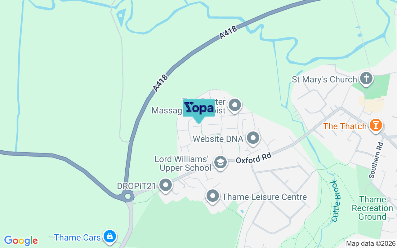 Map showing the location of OX9 2FT