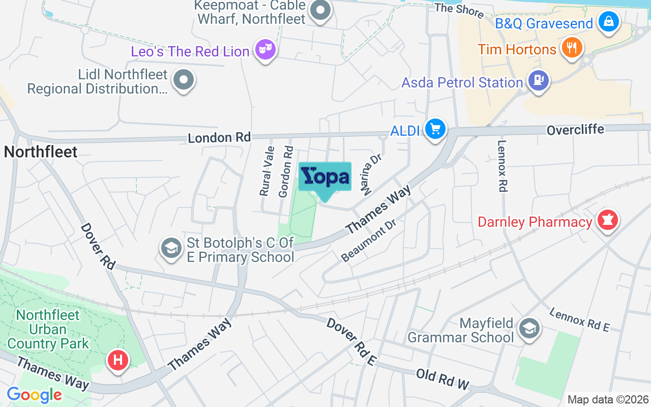 Map showing the location of DA11 9LL