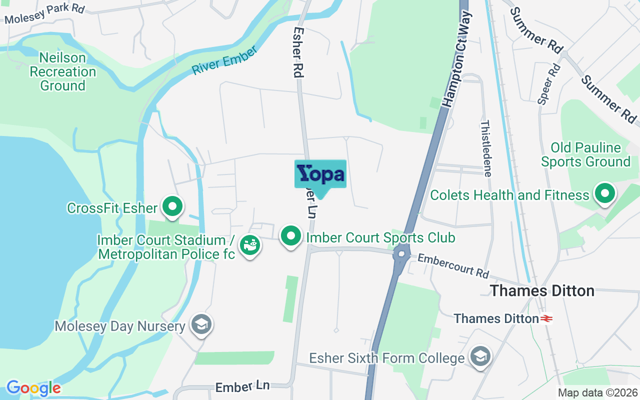 Map showing the location of KT8 0BS