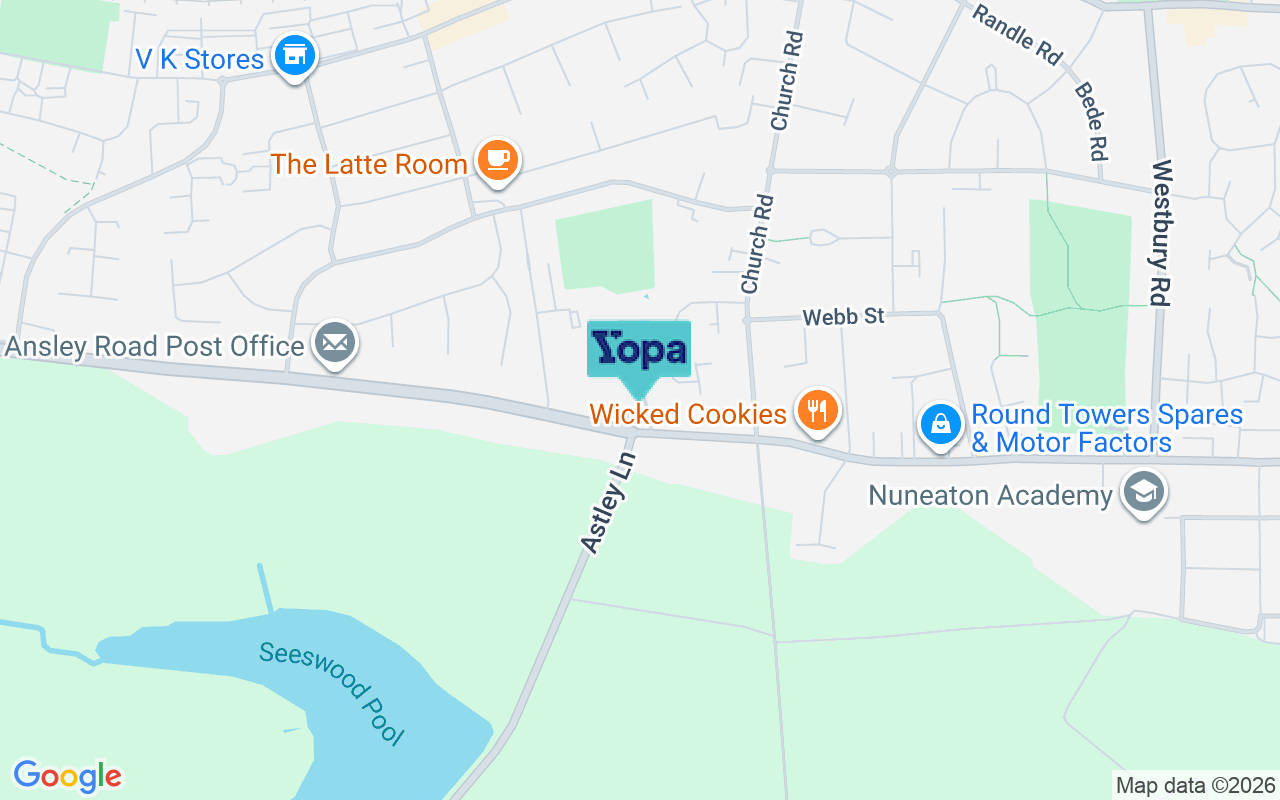 Map showing the location of CV10 8LA