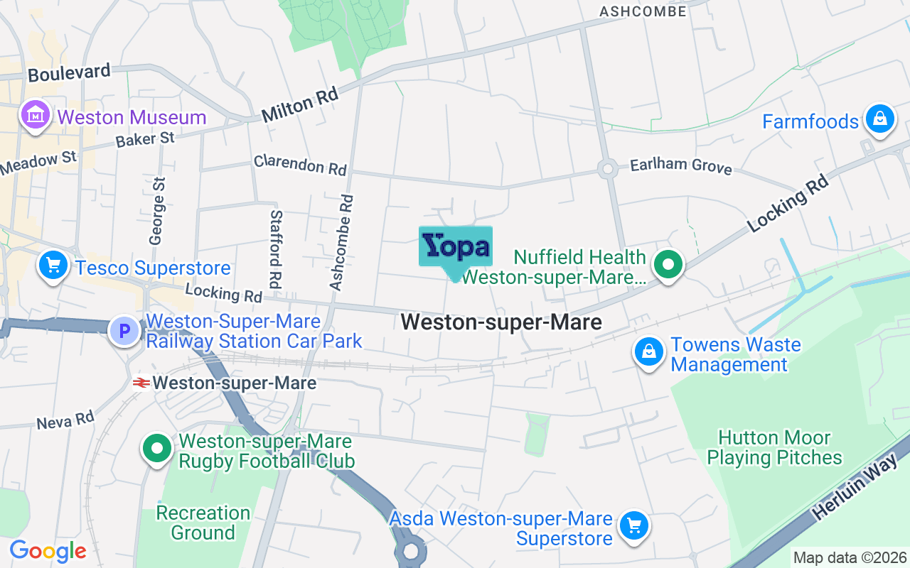Map showing the location of BS23 3EY