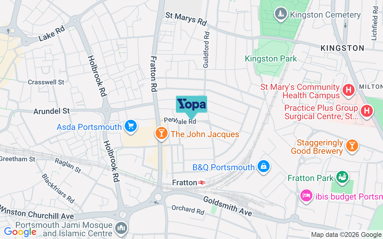 Map showing the location of PO1 5EF