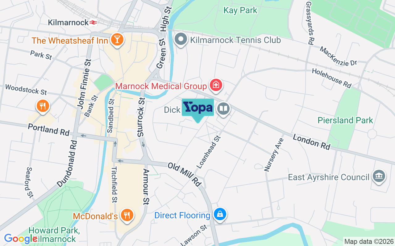 Map showing the location of KA1 3BT