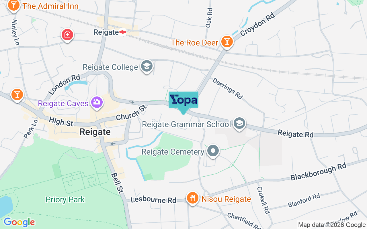 Map showing the location of RH2 0SR