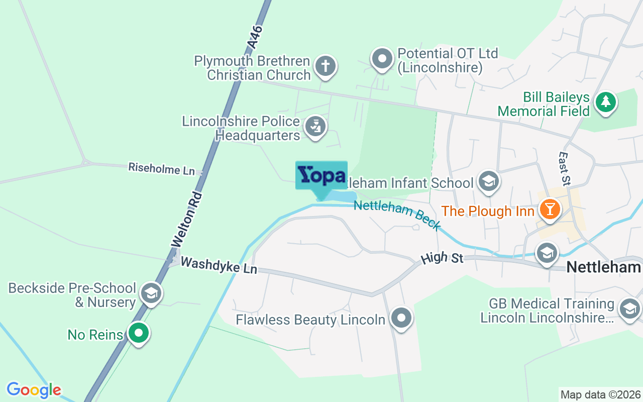 Map showing the location of LN2 2QA