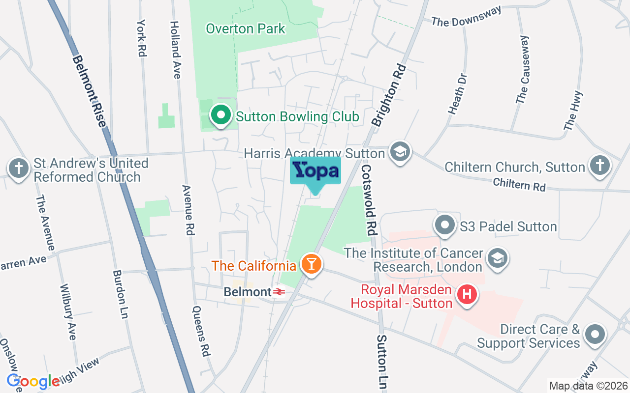 Map showing the location of SM2 6UA