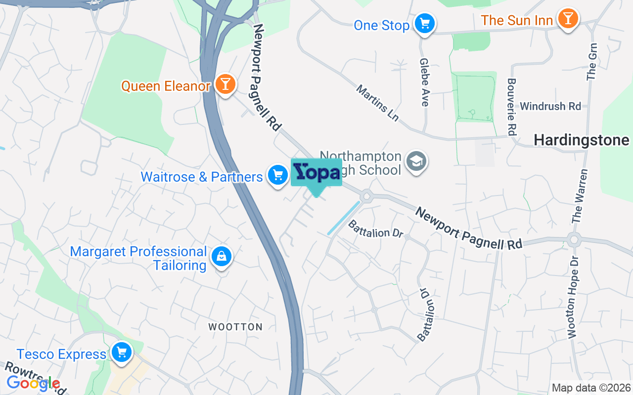 Map showing the location of NN4 6LT