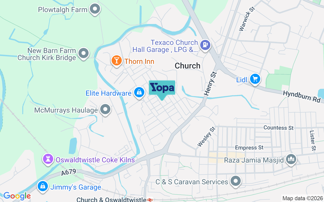 Map showing the location of BB5 4LA