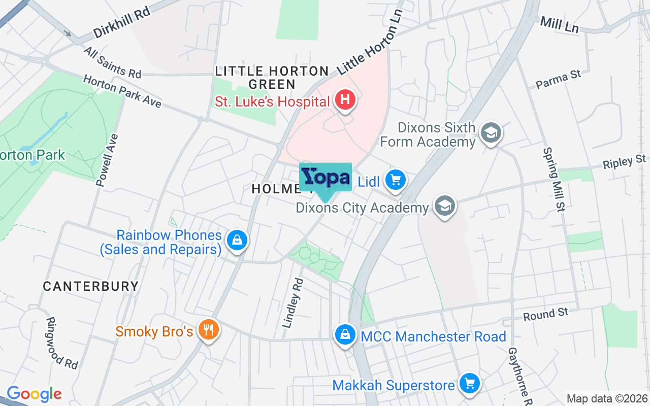 Map showing the location of BD5 0JR