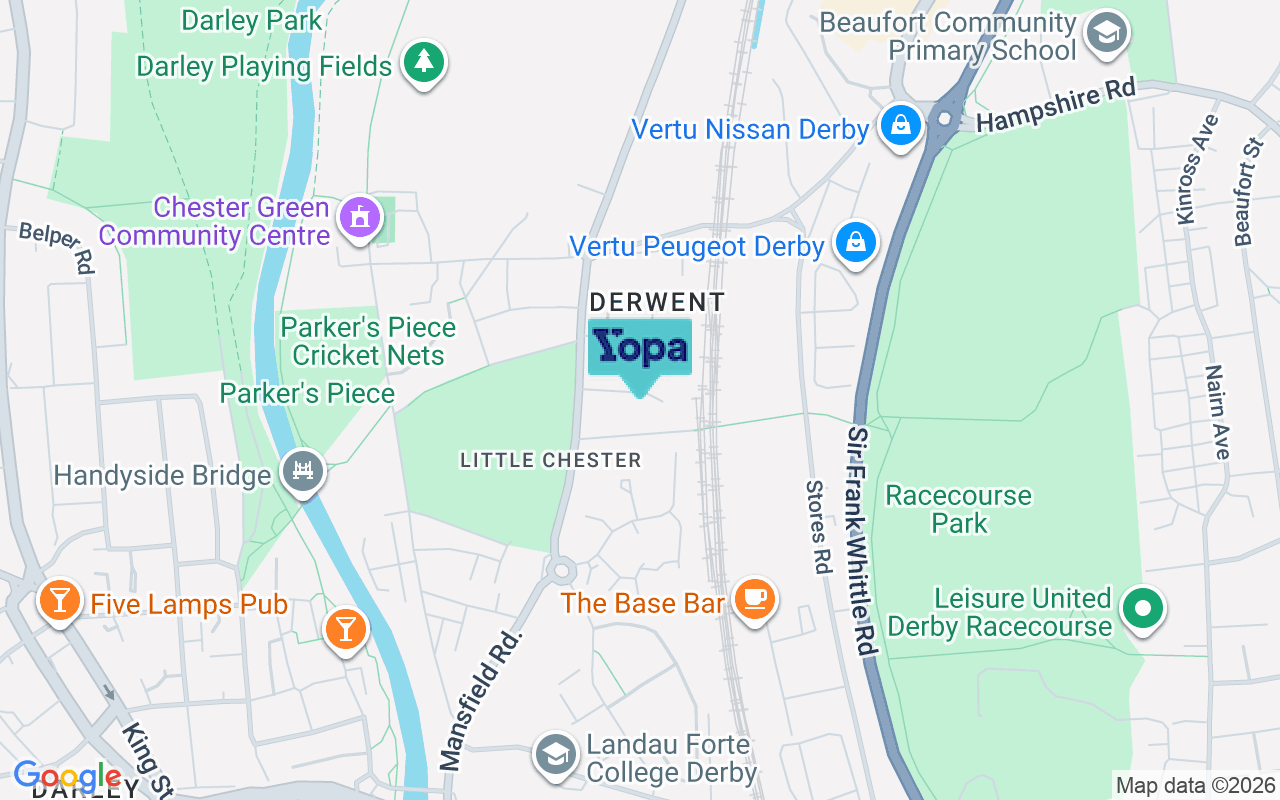 Map showing the location of DE1 3RW