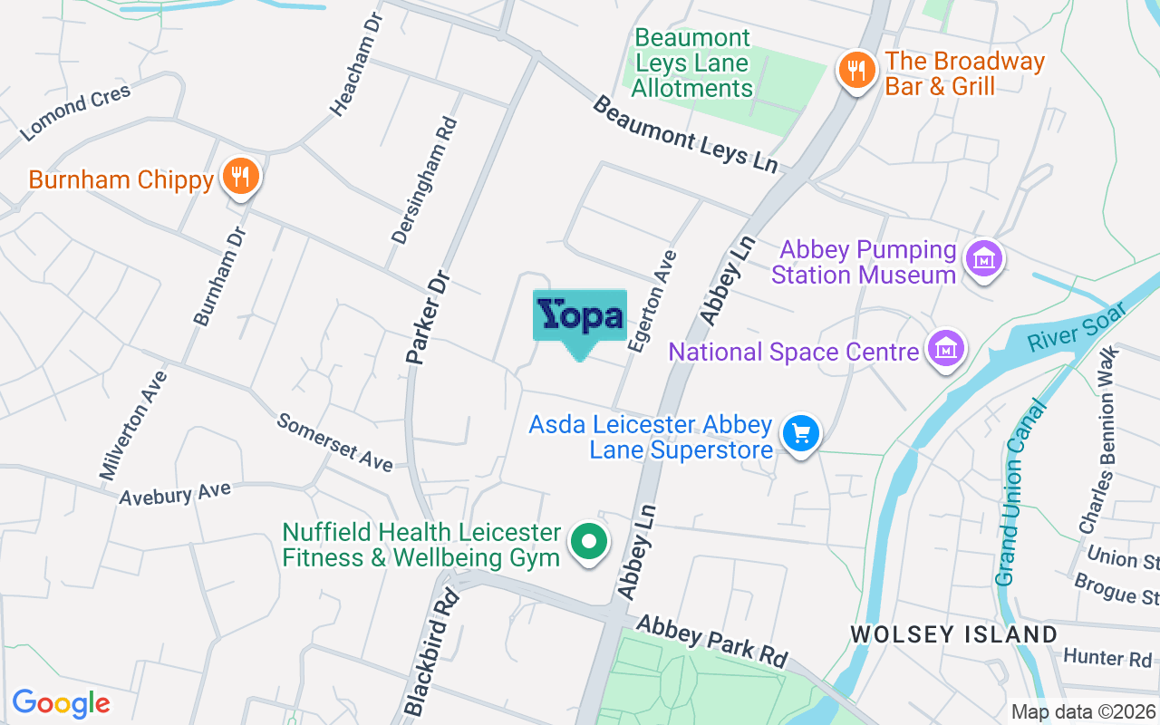 Map showing the location of LE4 0DR