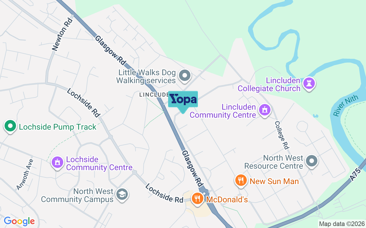 Map showing the location of DG2 0PH