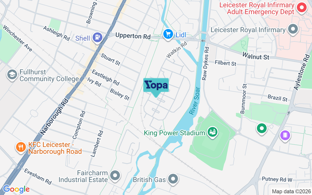 Map showing the location of LE2 7HZ