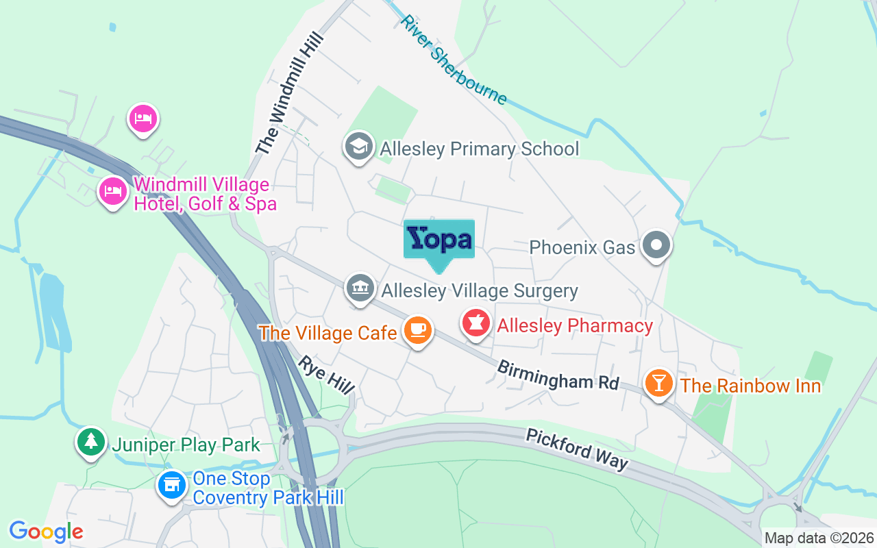 Map showing the location of CV5 9GF