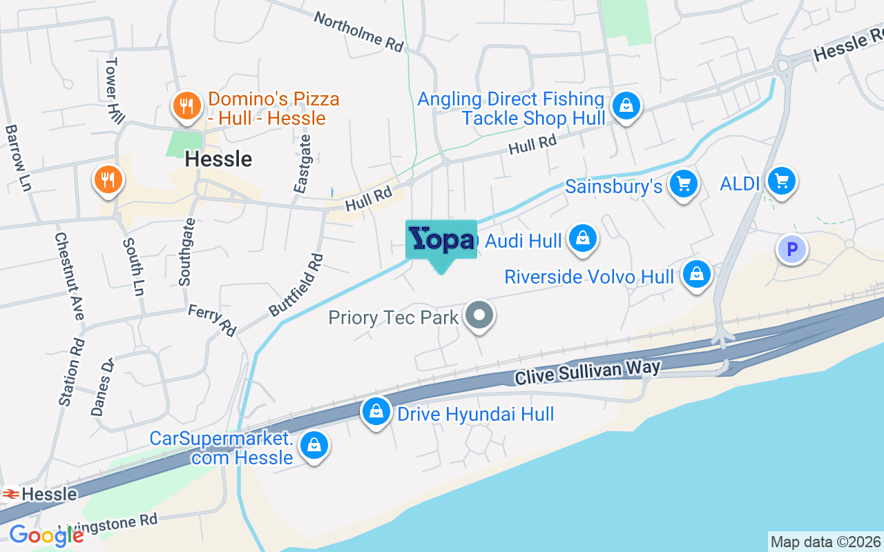 Map showing the location of HU13 9NJ