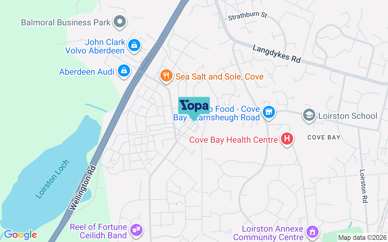 Map showing the location of AB12 3SW