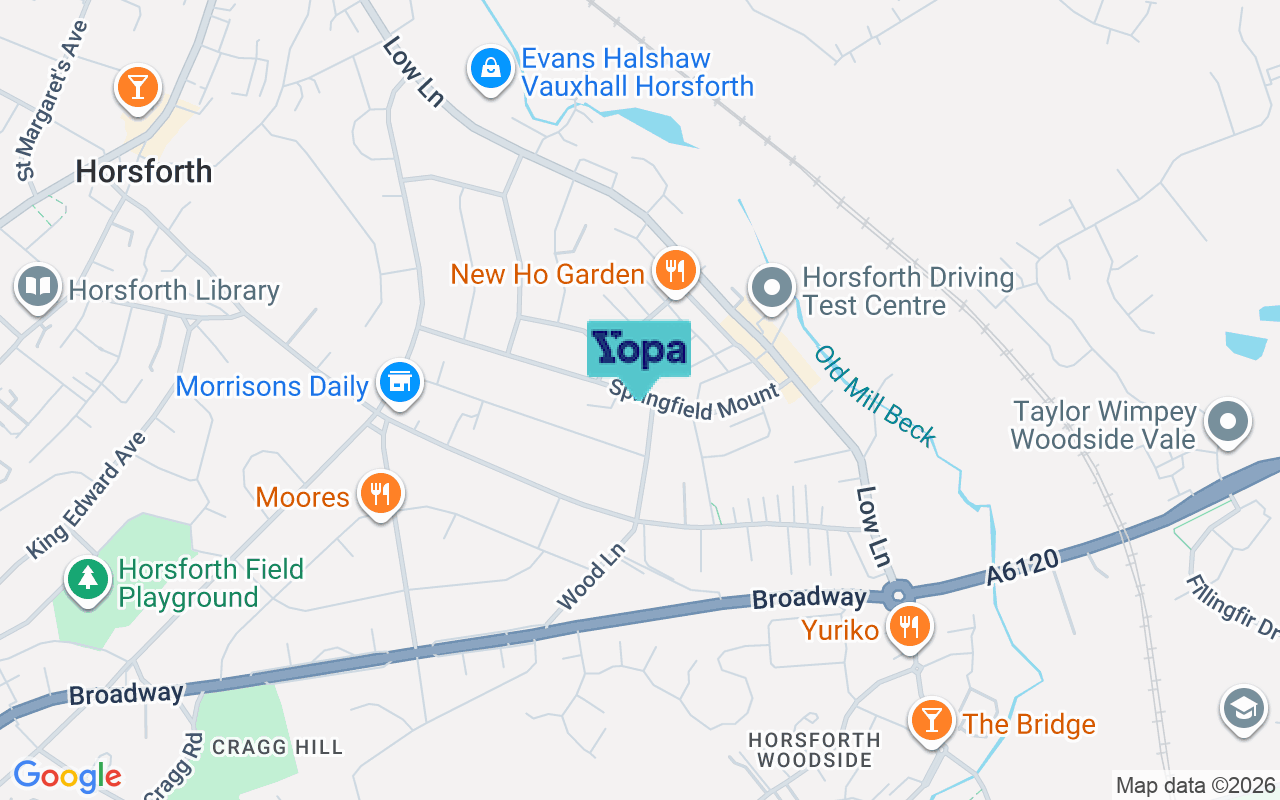 Map showing the location of LS18 5DT