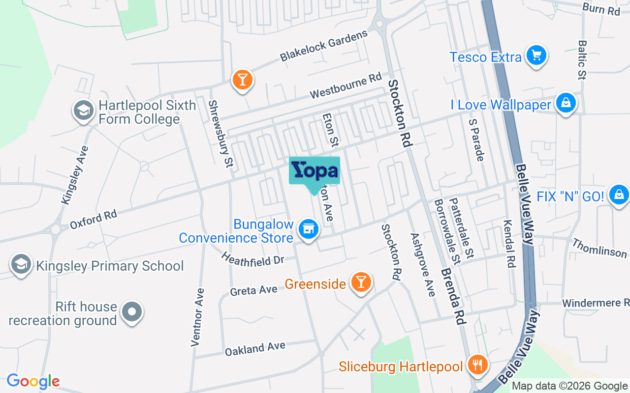 Map showing the location of TS25 5AP