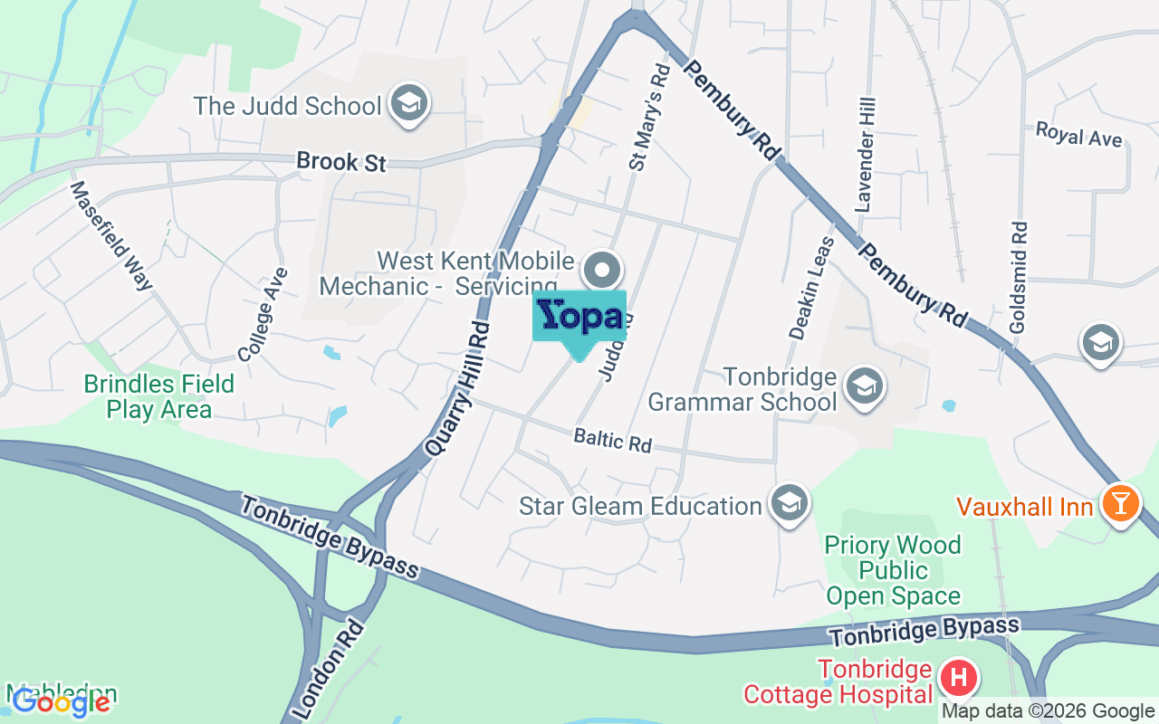 Map showing the location of TN9 2NN