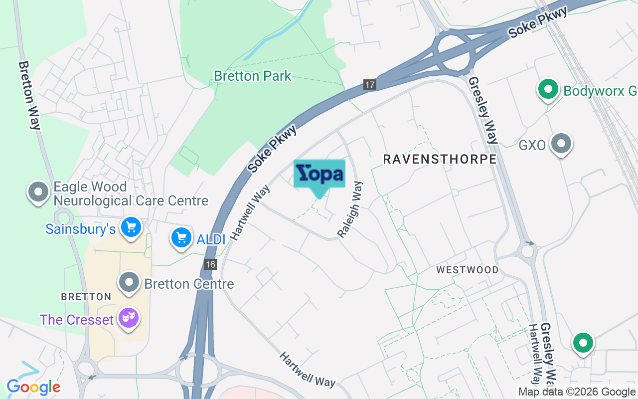 Map showing the location of PE3 7LY