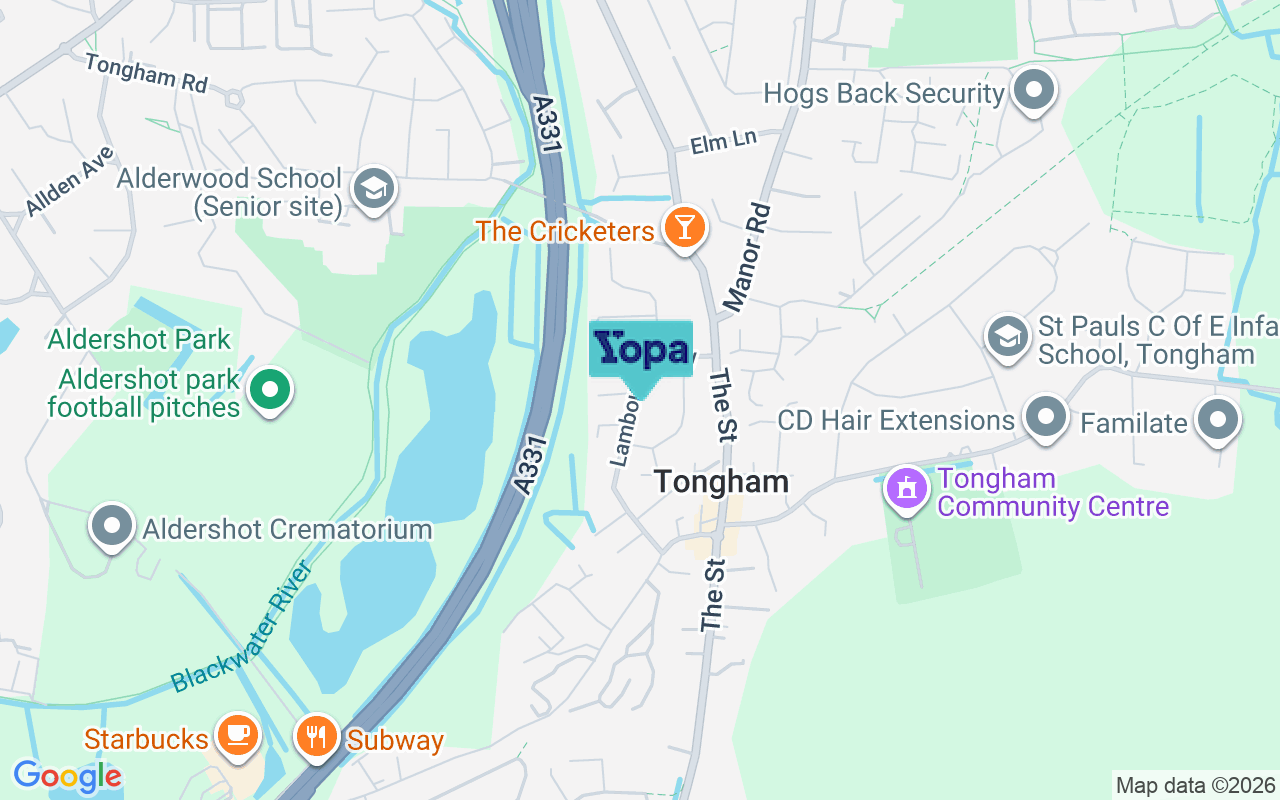 Map showing the location of GU10 1AB