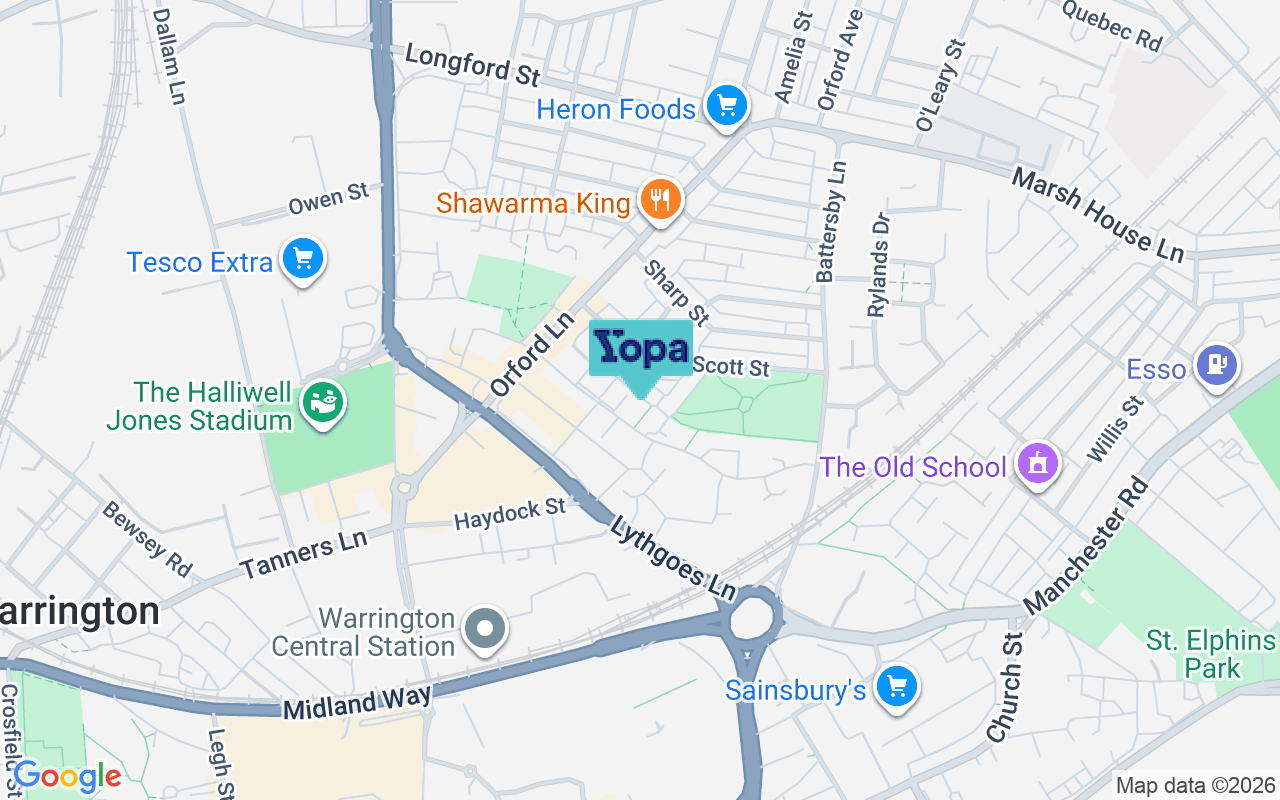Map showing the location of WA2 7BL