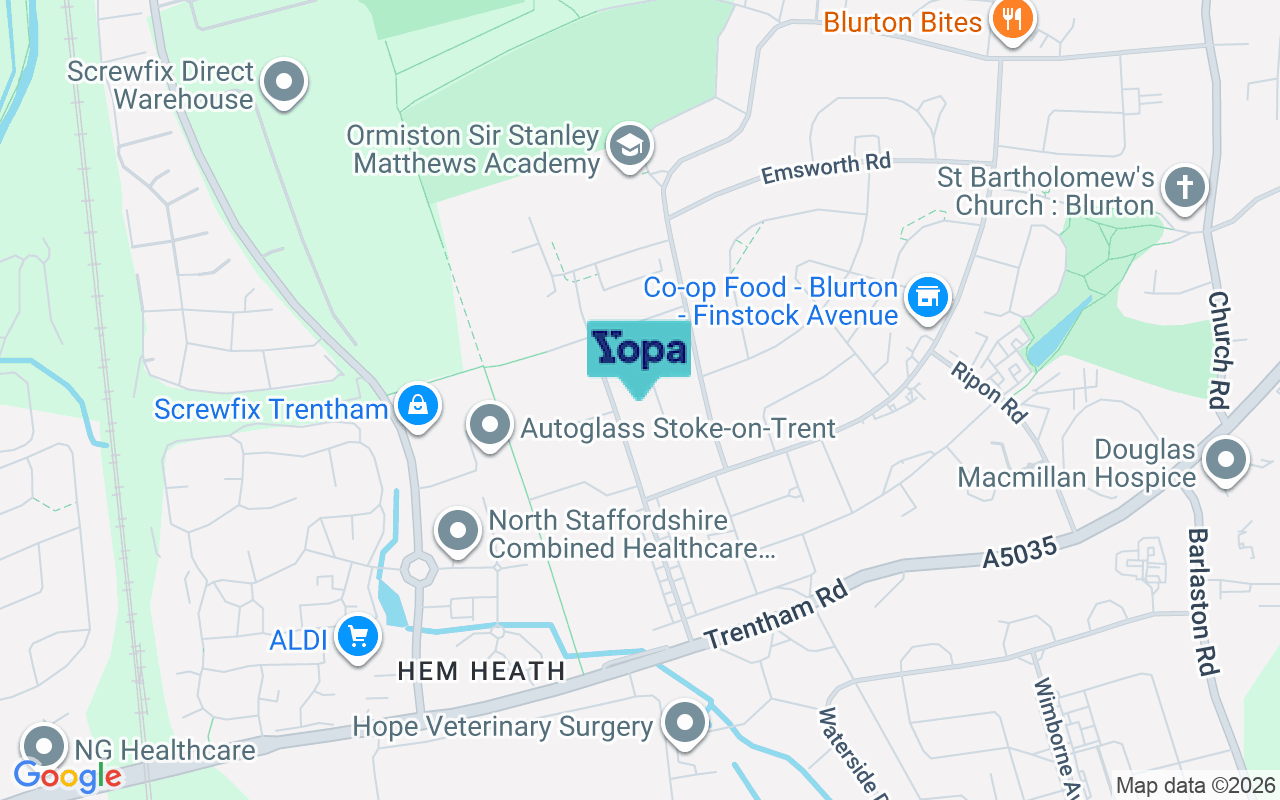 Map showing the location of ST3 3JB