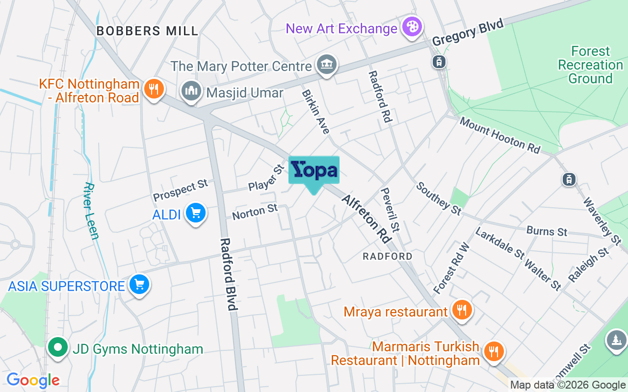 Map showing the location of NG7 5PD