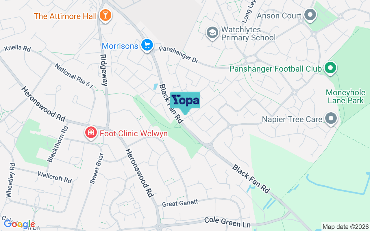 Map showing the location of AL7 2LH