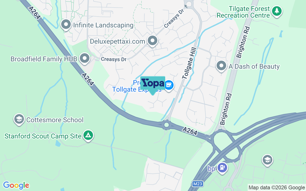 Map showing the location of RH11 9TW