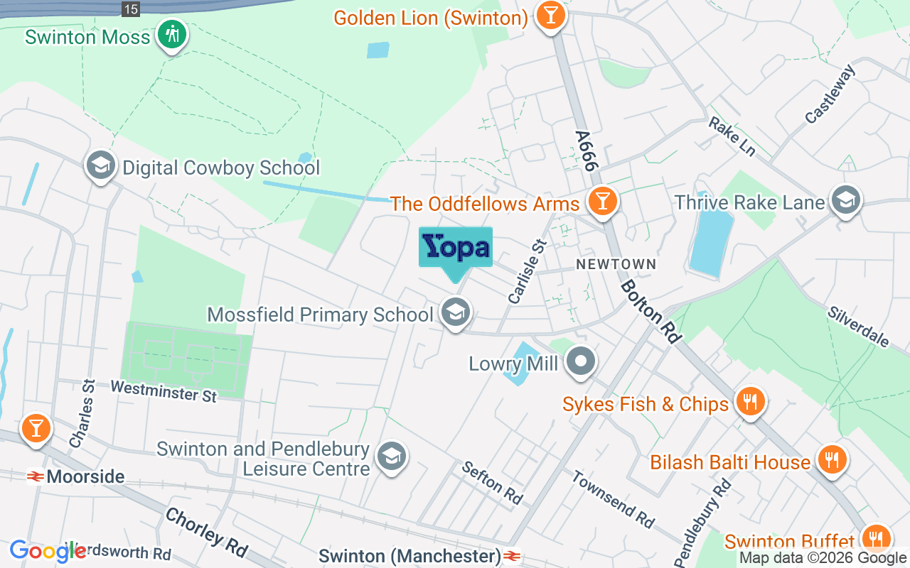 Map showing the location of M27 6FQ