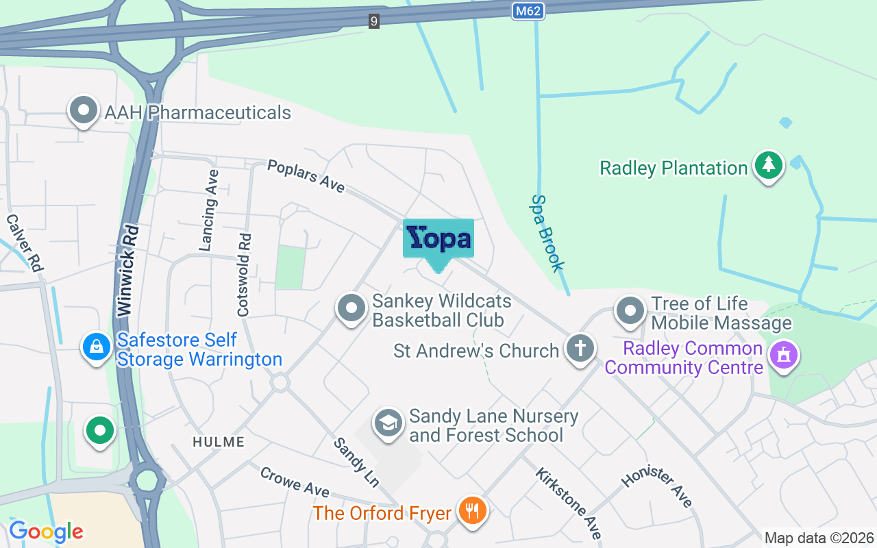 Map showing the location of WA2 9UZ