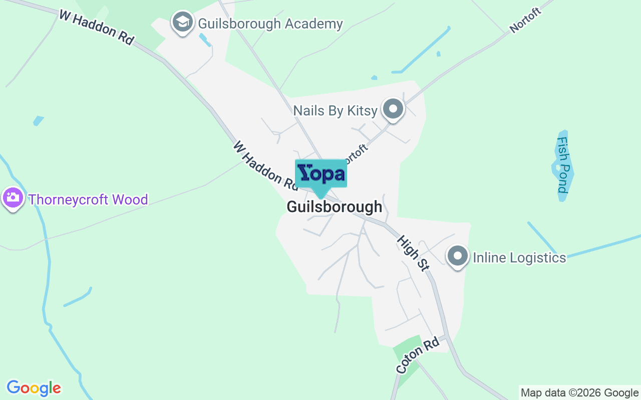 Map showing the location of NN6 8PT