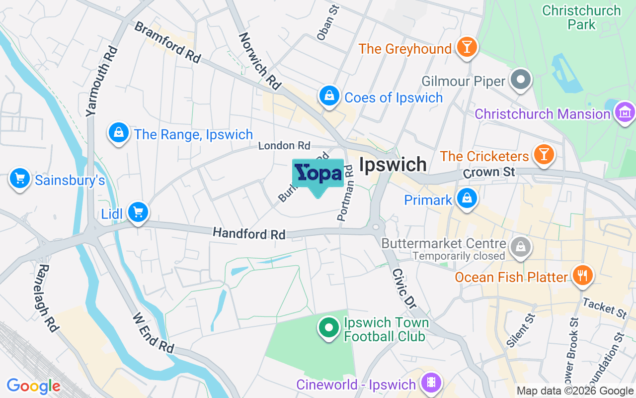 Map showing the location of IP1 2HT