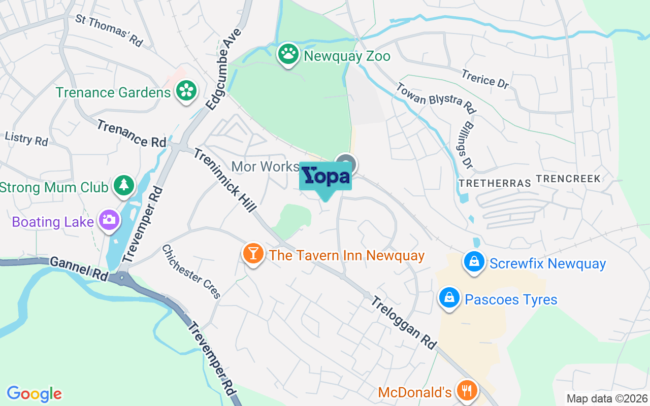 Map showing the location of TR7 2TW