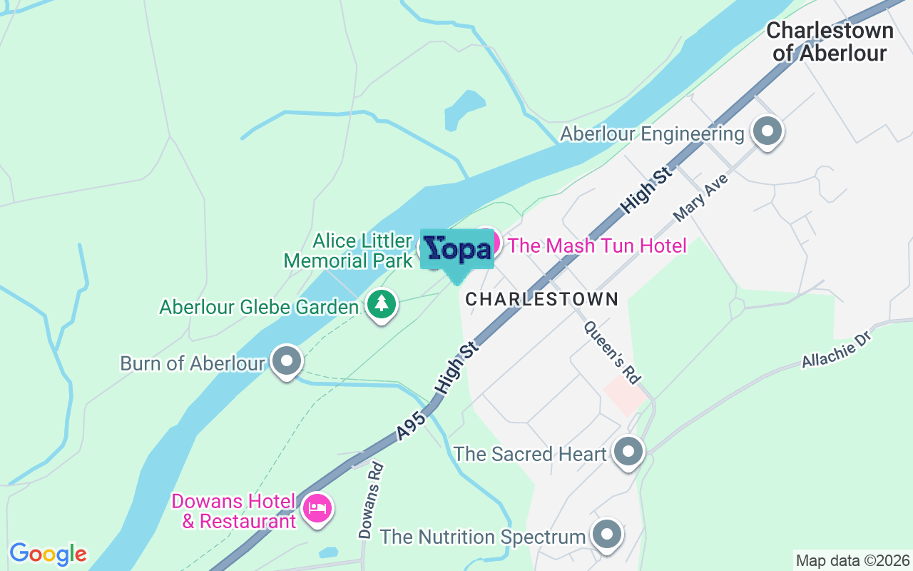 Map showing the location of AB38 9QP