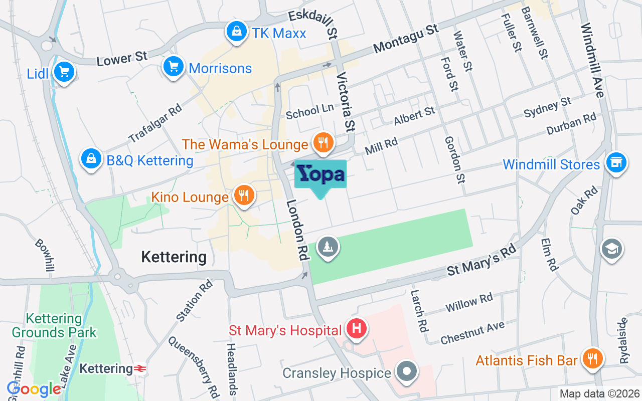 Map showing the location of NN16 0DD