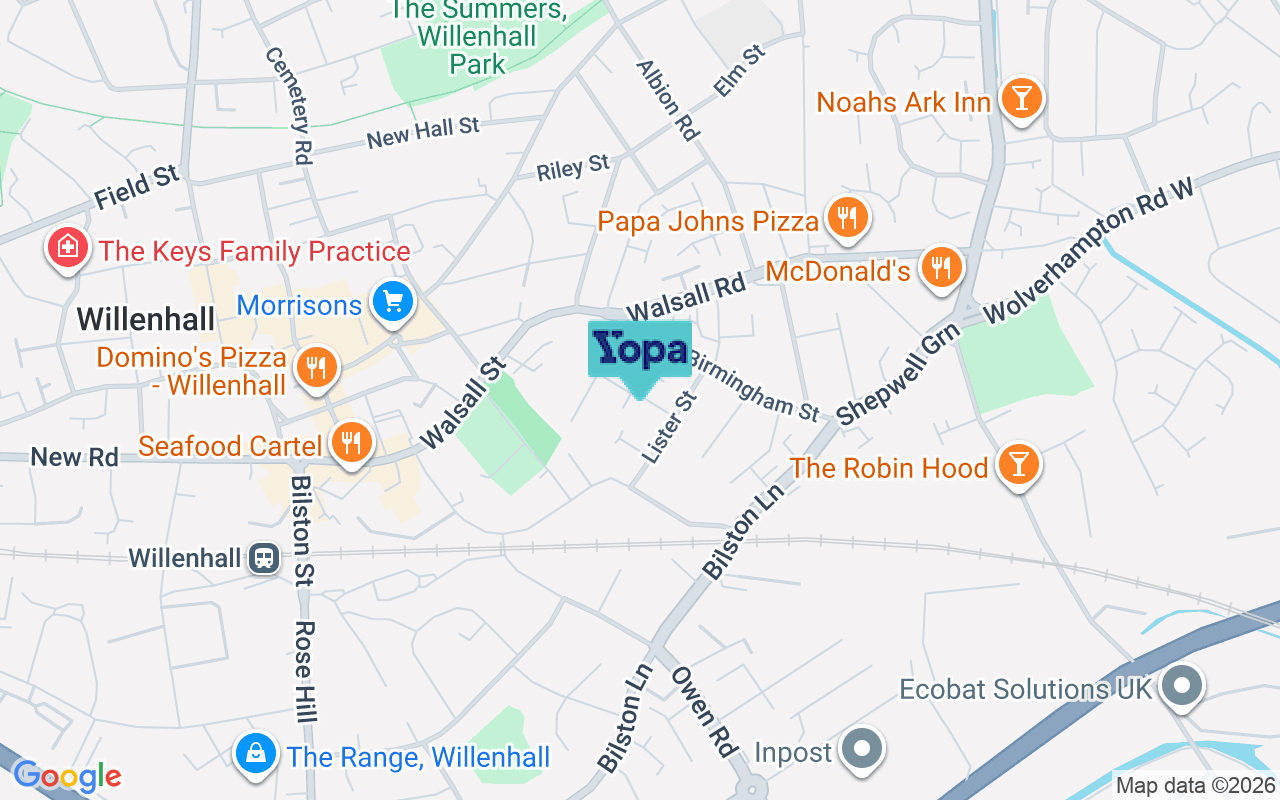 Map showing the location of WV13 2EW