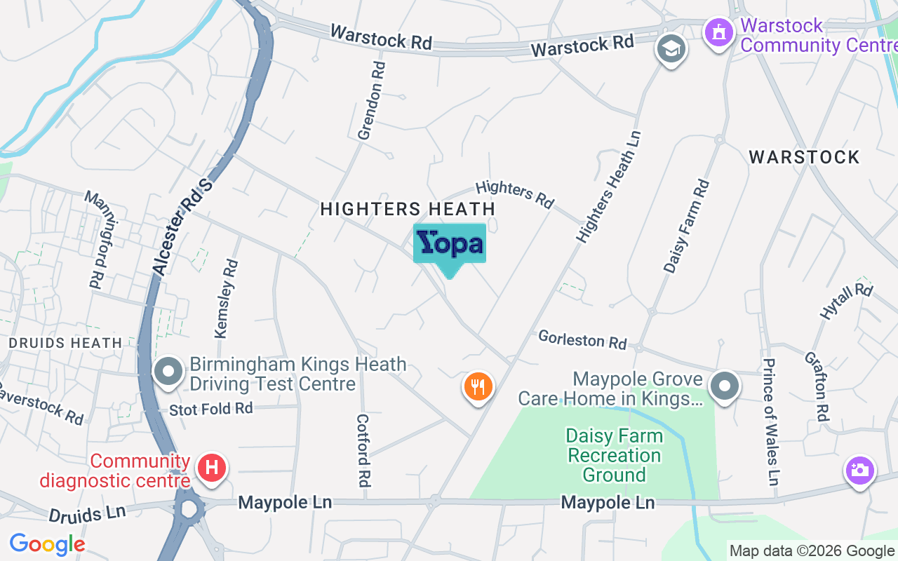 Map showing the location of B14 5BS