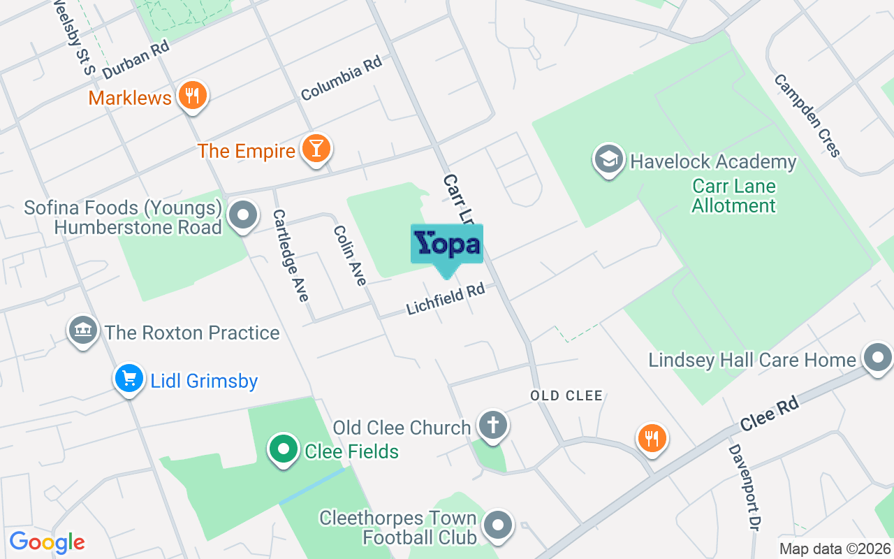 Map showing the location of DN32 8JZ