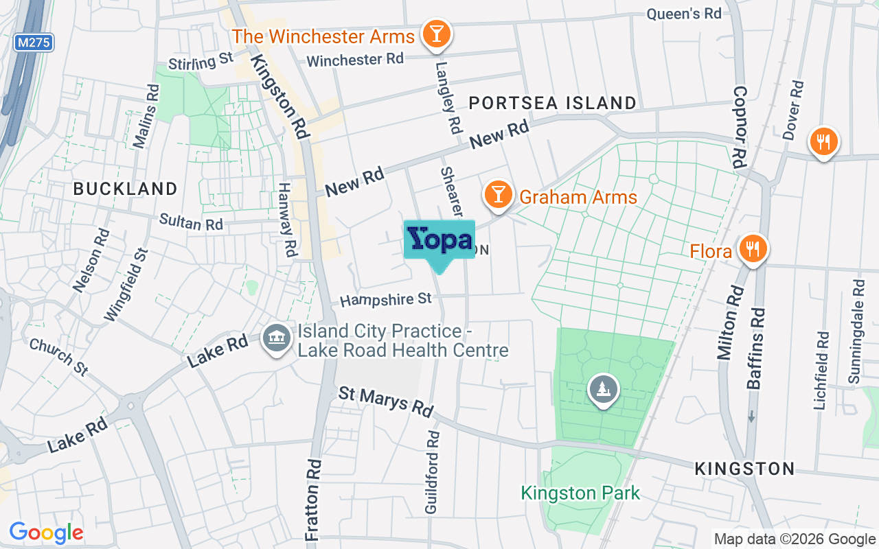 Map showing the location of PO1 5RD