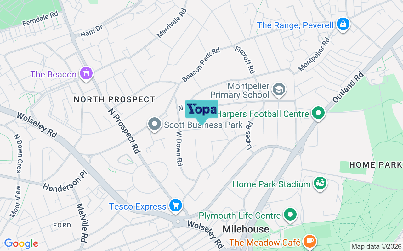 Map showing the location of PL2 3HW