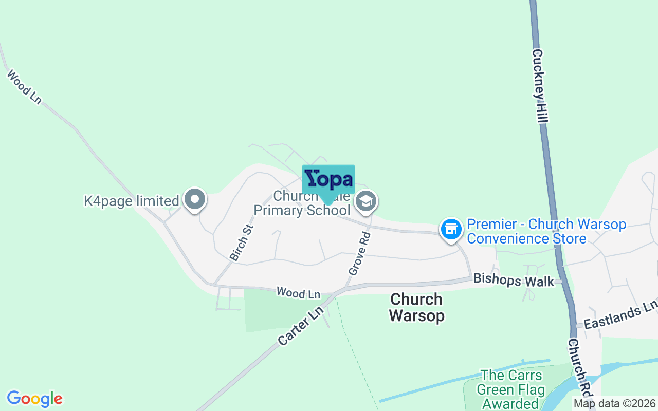 Map showing the location of NG20 0TE