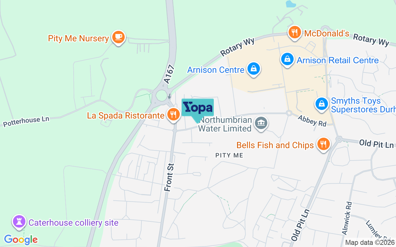 Map showing the location of DH1 5DQ