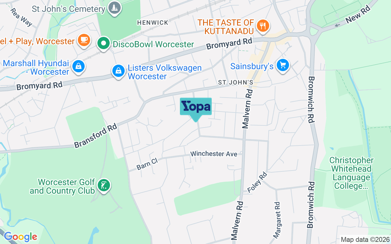 Map showing the location of WR2 4JB