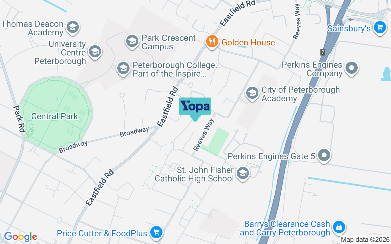 Map showing the location of PE1 5LJ
