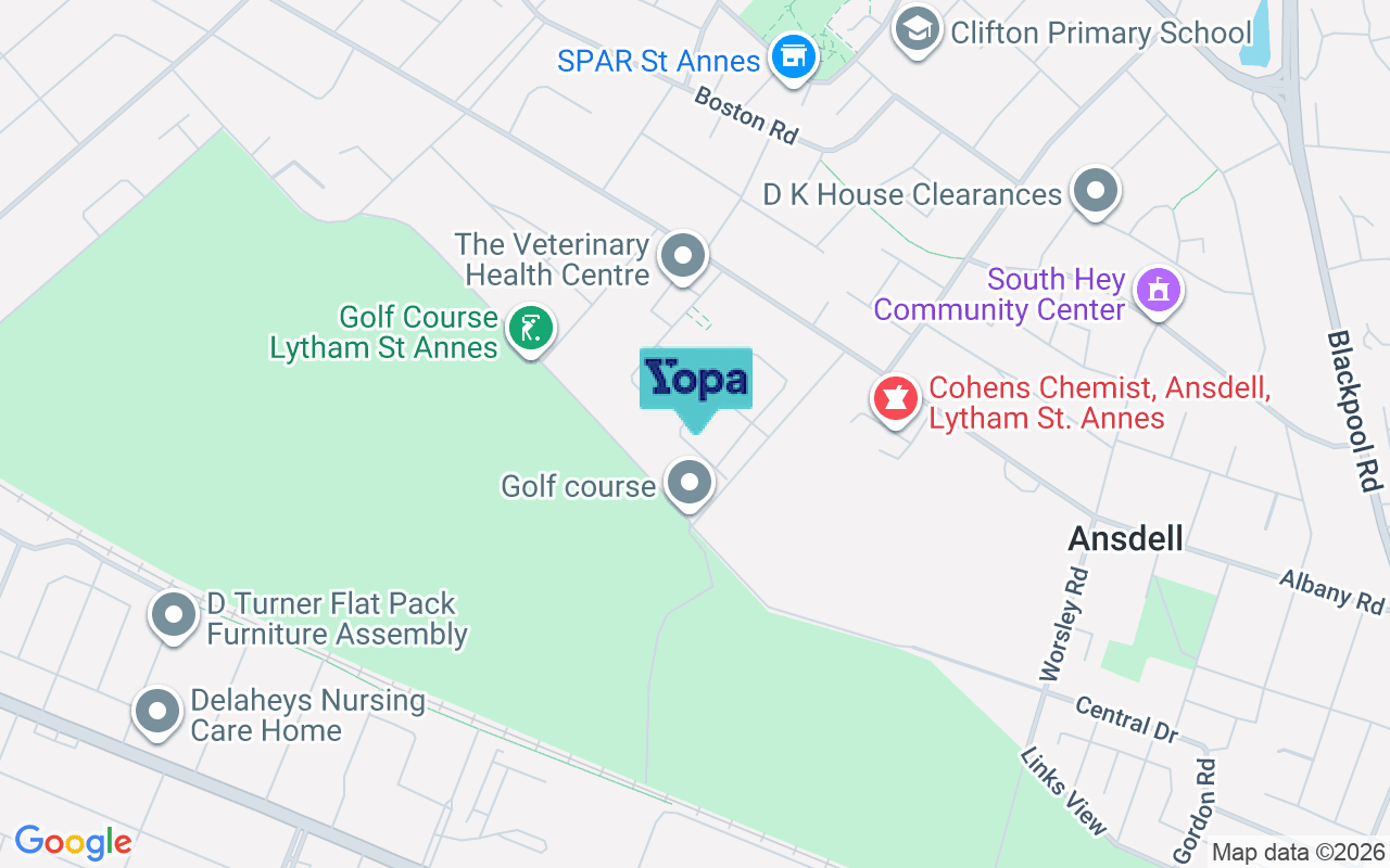 Map showing the location of FY8 3LX